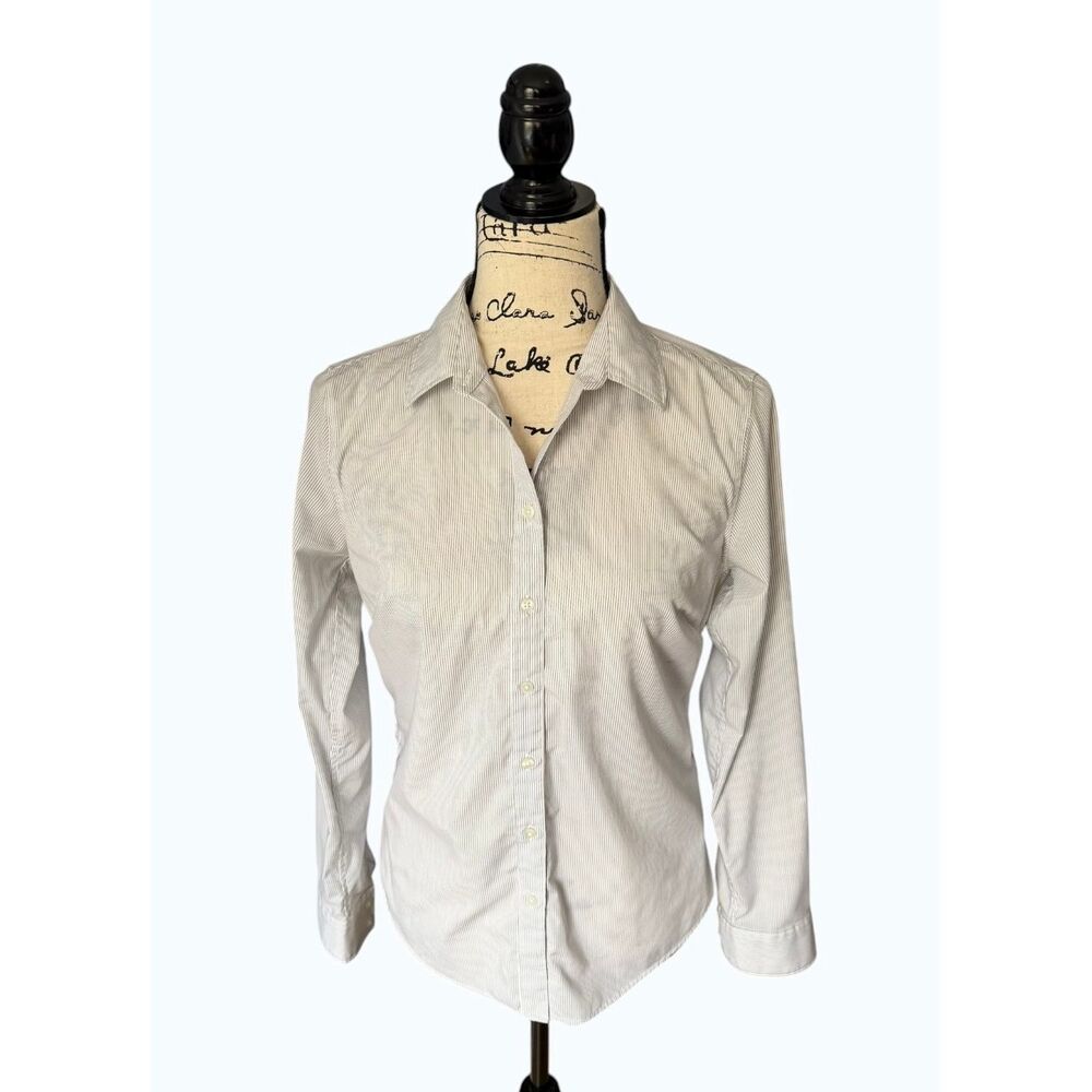 Banana Republic Tailored Fit Striped Button Down Shirt Women's Size 2 Long Sleev